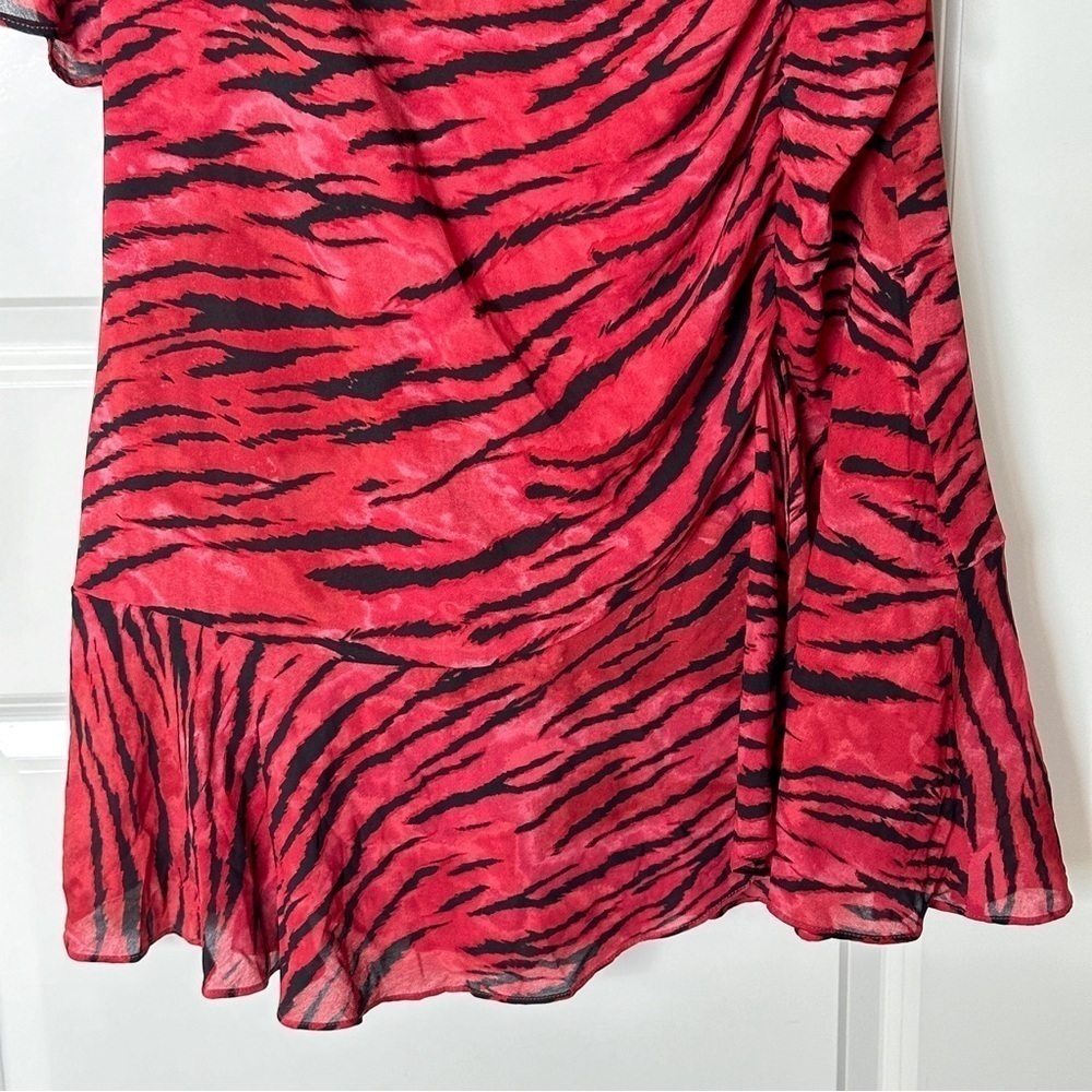 Rachel Roy Women Anja Crossover Cascading Ruffle Red Dress, Size 12 - Picture 4 of 6